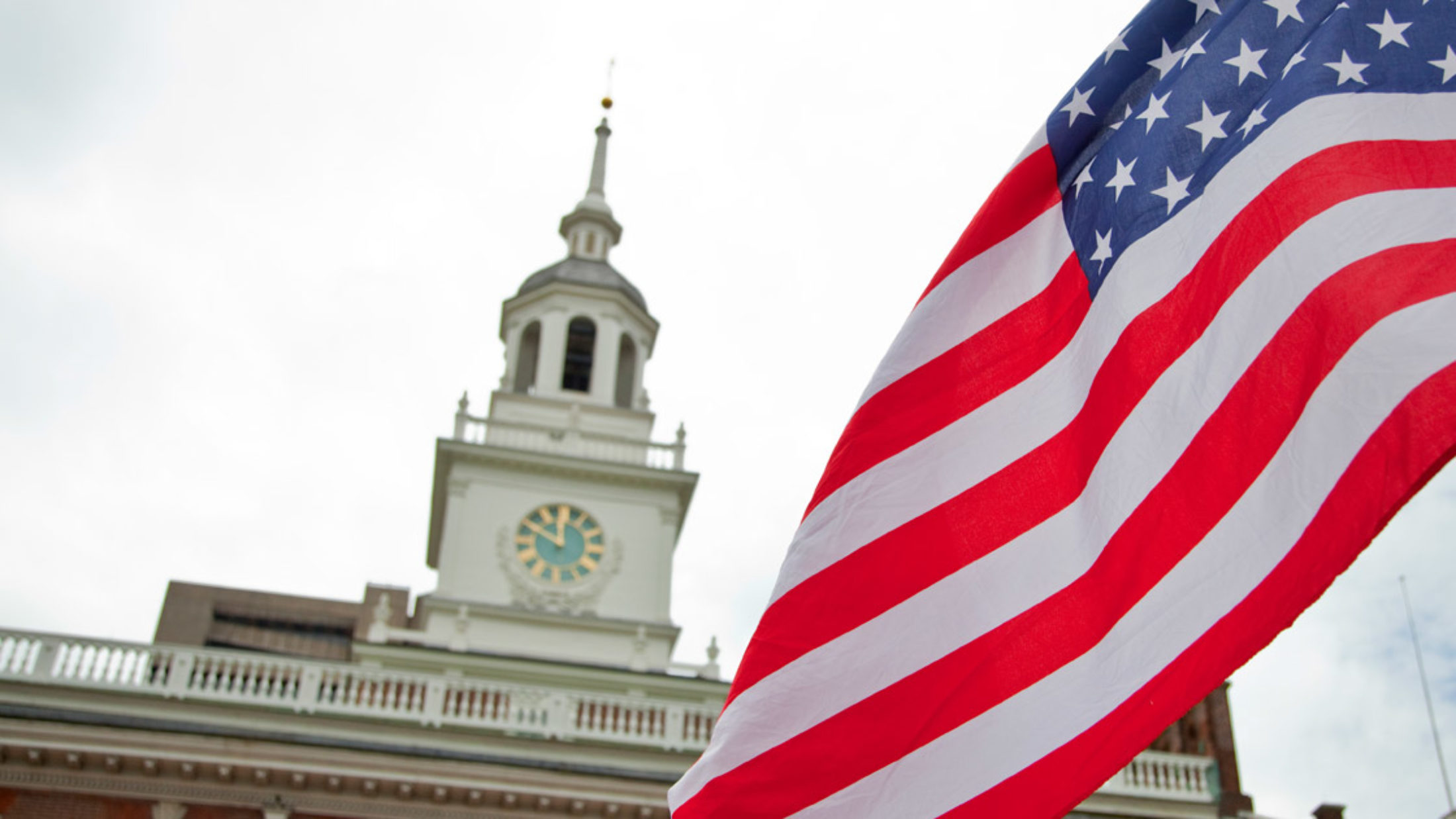 Independence Hall with Flag