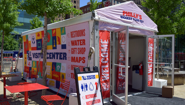 Exterior show LOVE Park Visitor Center Tent