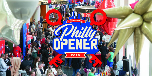 Philly Opener Logo above photo of event guests